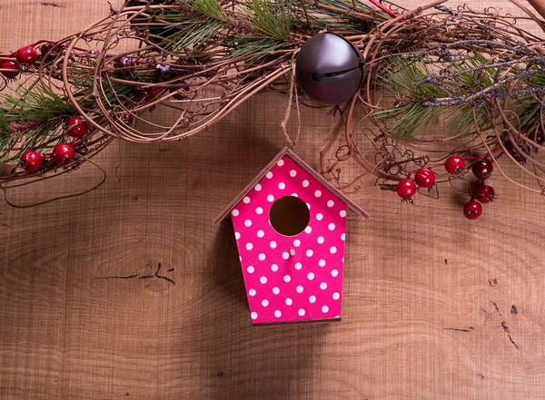 Birdhouse Rustykalne Drewniane Tło — Zdjęcie stockowe