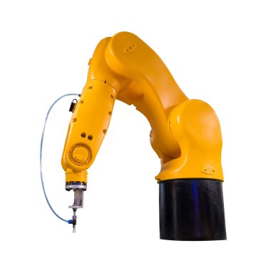 Sanayi için robotik kol beyazda izole