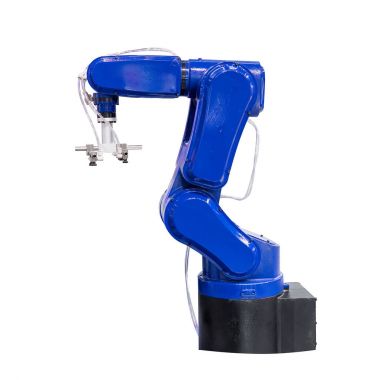 Sanayi için robotik kol beyazda izole