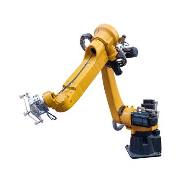 Sanayi için robotik kol beyazda izole