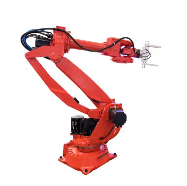 Sanayi için robotik kol beyazda izole