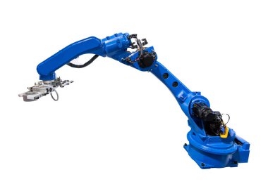 Sanayi için robotik kol beyazda izole