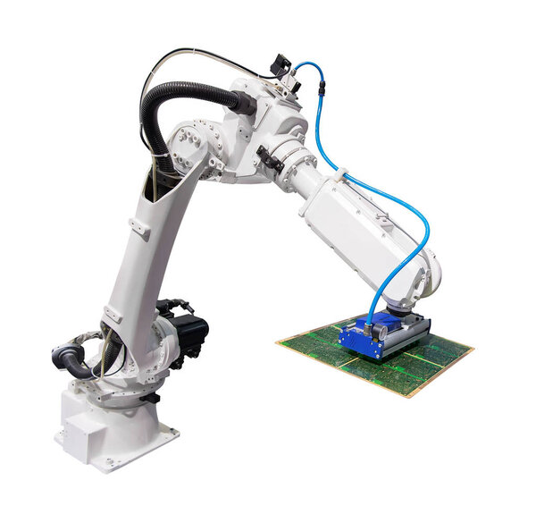 Роботизированная рука для промышленности, изолированная на белом