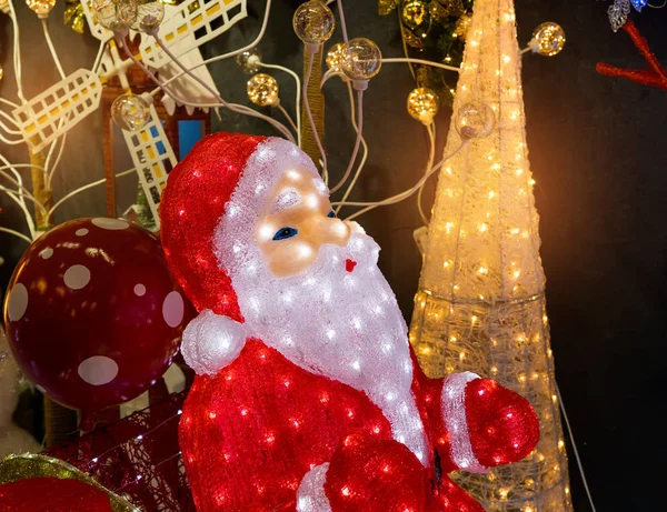 Santa Claus Con Lámpara Led Símbolo Del Nuevo Año — Foto de Stock