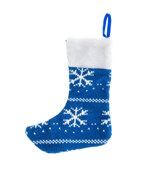 Blå jul strumpan isolerad på vit bakgrund — Stockfoto