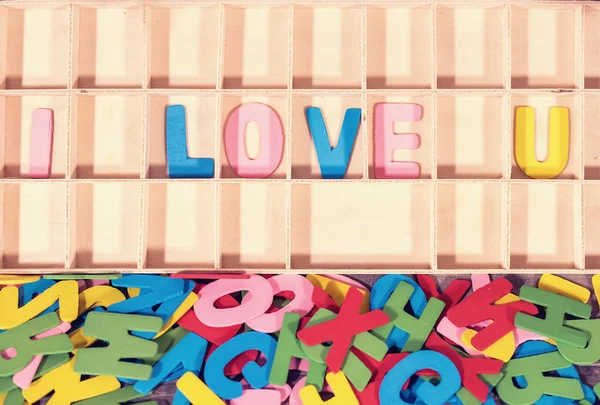 Conjuro Amor Con Bloques Alfabeto Madera —  Fotos de Stock