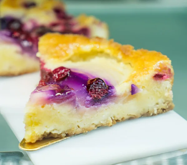 Blueberry Cheese Cake Plate — Stock Photo, Image