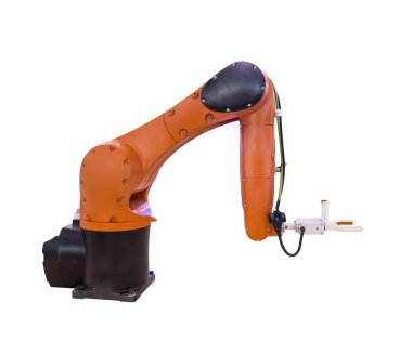 Robot kolu beyaz arkaplanda izole edildi
