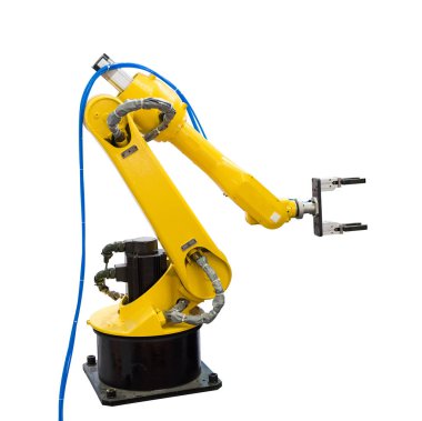 Robot kolu beyaz arkaplanda izole edildi