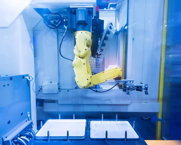 Robotic Hand Maskin Verktyg Vid Industriell Tillverkning Fabrik — Stockfoto