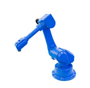 Sanayi için robotik kol beyazda izole