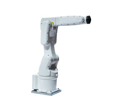 Sanayi için otomatik kol beyaz arkaplanda izole edildi