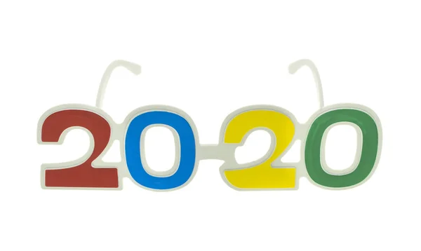 2020 Tekst Met Oogbril Voor Oudejaarsavond Viering Witte Achtergrond — Stockfoto
