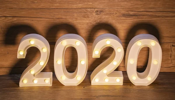 Nieuwjaar Heldere Gloeilampnummers 2020 — Stockfoto