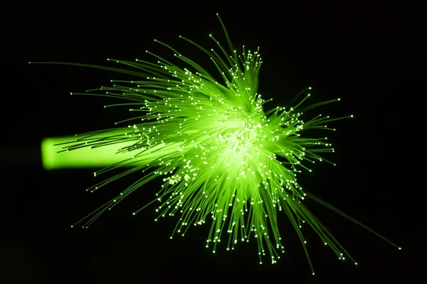 Fibra ottica verde luci sfondo astratto — Foto Stock