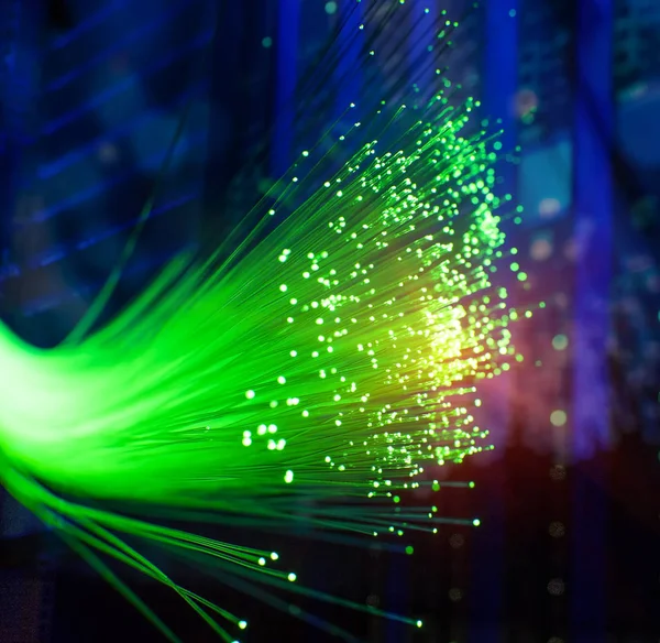 Green fiber optics lights abstract background — 스톡 사진