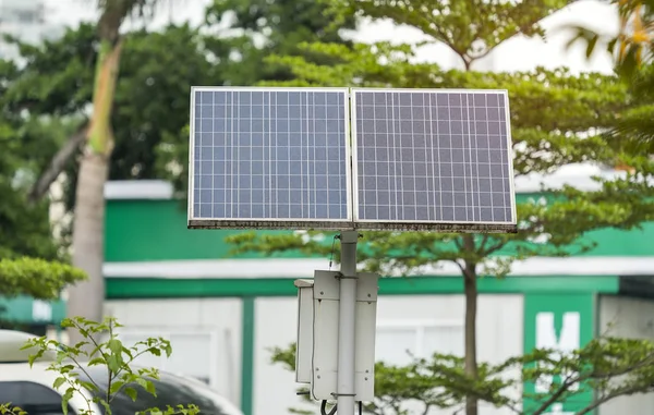 street lamp post with solar panel energy