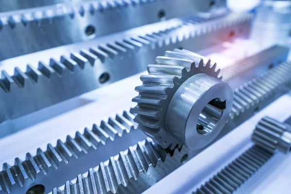 Industrial metal gears in a close-up — Stock Photo, Image