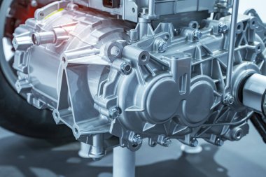 Arabanın süspansiyon ve dişlilerinin metalik arka planı