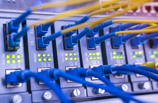 Ağ çekirdeğine bağlanan fiber ağ kablosu kapat