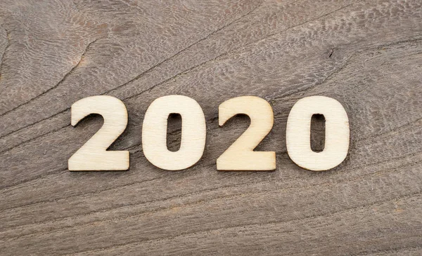 Happy New Year 2020 Concept Houtblok 2020 Houten Ondergrond — Stockfoto