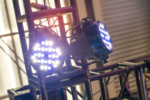 LED spotlight on mall roof