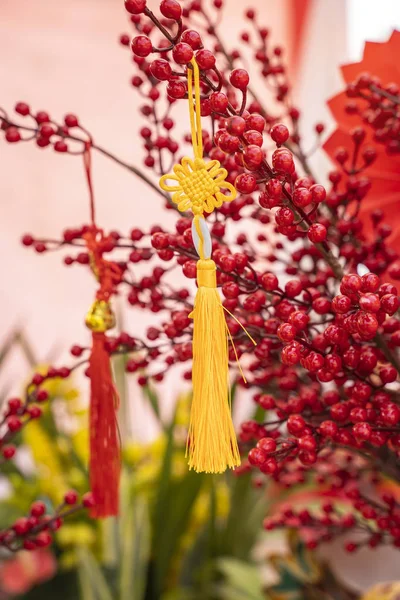 Sorte Pendurado Flor Para Saudação Ano Novo Chinês Caráter Chinês — Fotografia de Stock