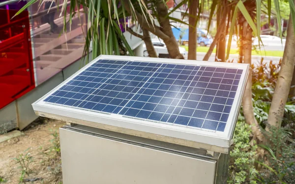 street lamp post with solar panel energy