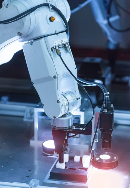 Roboterarm Arbeitet Intelligent Der Produktionsabteilung Der Fabrik Für Künstliche Intelligenz — Stockfoto