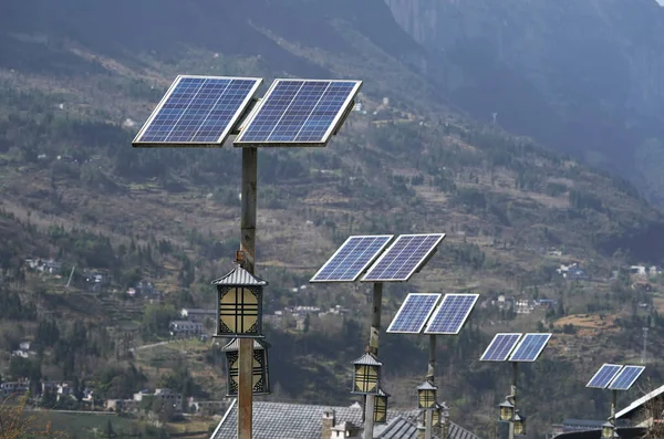 street lamp post with solar panel energy