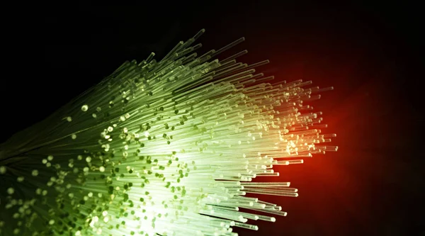 Glasvezelnetwerkkabel Voor Ultrasnelle Internetcommunicatie Dunne Lichtdraden Die Informatie Hoge Snelheid — Stockfoto