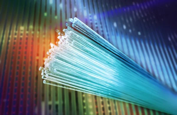 Fiber Optics Network Cable Ultra Fast Internet Communications Thin Light — Stock Photo, Image