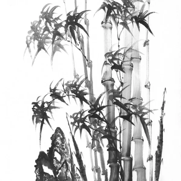 Bambu Traditionell Kinesisk Målning — Stockfoto