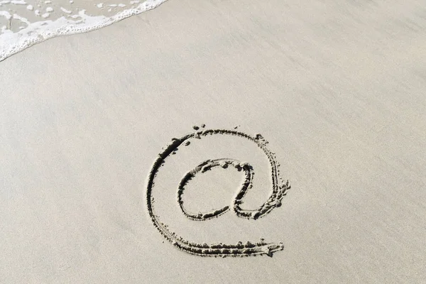 Email Symbol Draw Beach — Stock Photo, Image