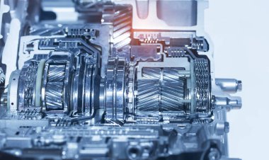 Araba otomotiv şanzımanının metalik arka planı