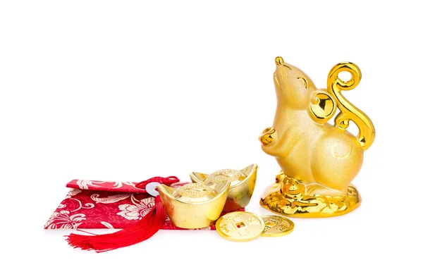 Традиційна Китайська Статуя Золотого Пацюка 2020 Рік Рік Пацюка Китайське — стокове фото