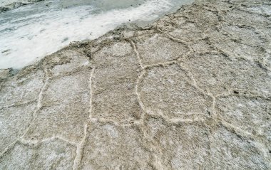 Zümrüt Tuz Gölü 'nde doğa çatlak zemin dokusu