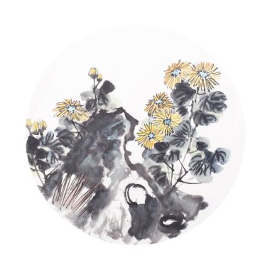 Çin suluboya kasımpatı resmi 