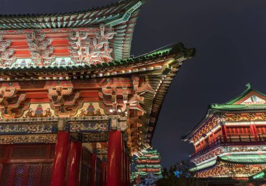 Gece Çin 'in Nan Chang Jiang Xi bölgesinde Teng wang pavyonu