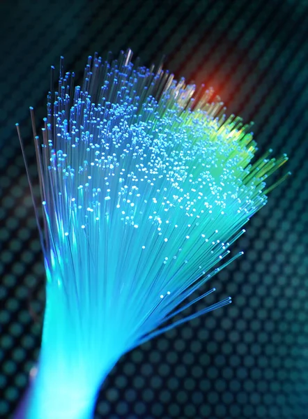 Cable Red Fibra Óptica Sobre Fondo Tecnológico — Foto de Stock