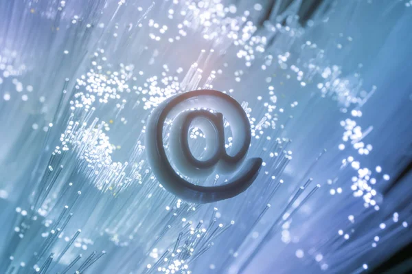 Email Signs Fiber Optics Background Communication Concept — Stock Photo, Image