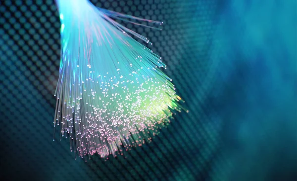 Kabel Jaringan Serat Optik Pada Latar Belakang Teknologi — Stok Foto