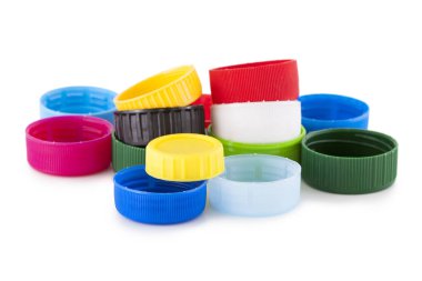 Beyaz plastik şişe kapakları