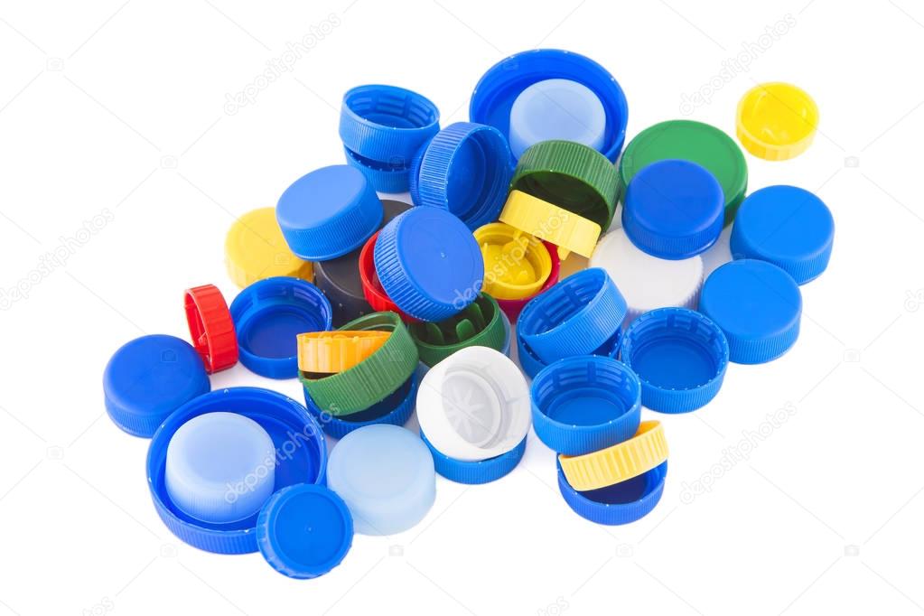 Plastic bottle caps isolated