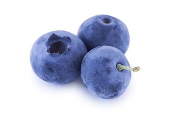 Three blueberries closeup isolated on white — Stock Photo, Image