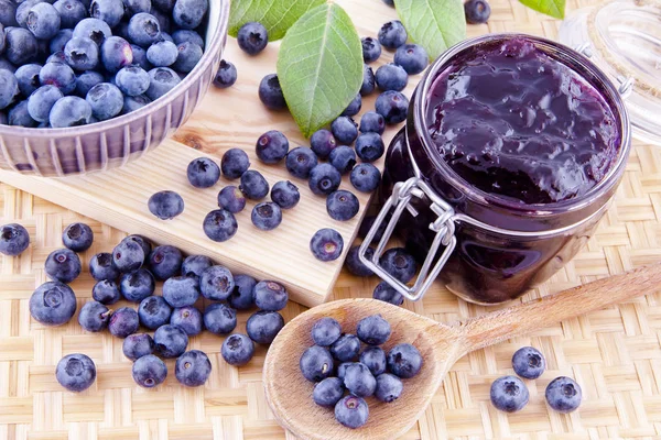 Blueberry jam on the table — Stock Photo, Image