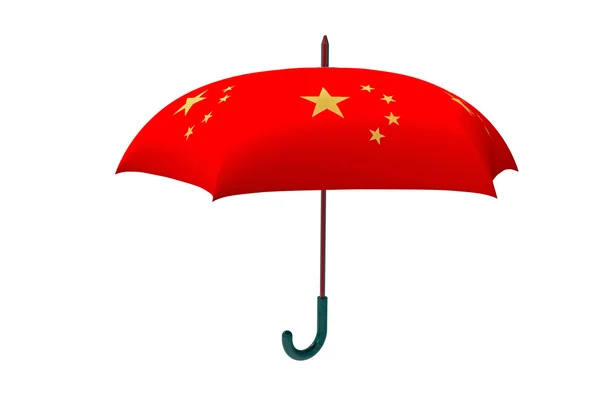 Rött paraply, 3d-rendering — Stockfoto