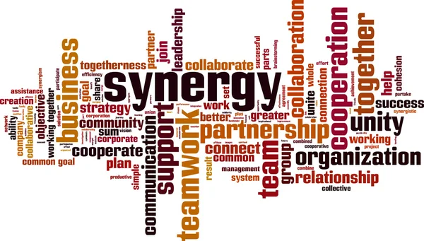 Synergy word cloud — Stock vektor