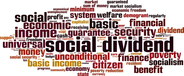 Wortwolke soziale Dividende — Stockvektor