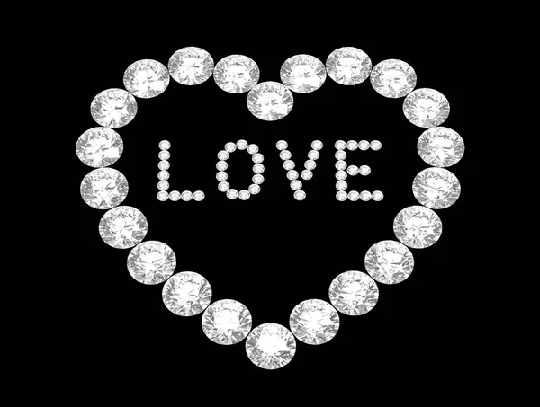 Srdce z diamantů, vykreslování 3d objektů — Stock fotografie
